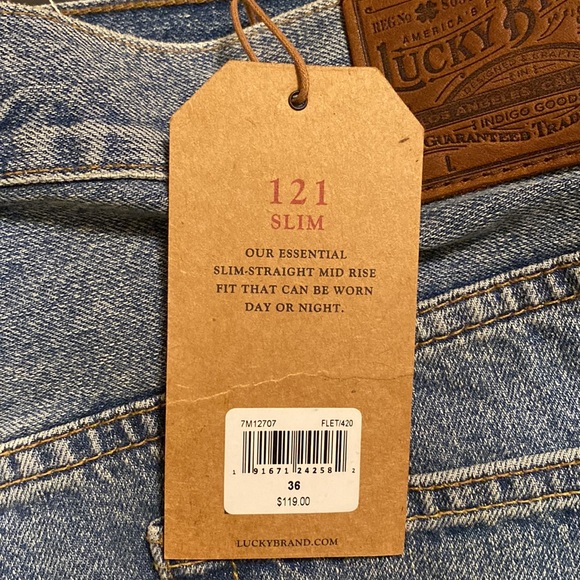 Lucky Brand NWT Men’s Jeans, 36 X 33, 121 Slim - Picture 3 of 7